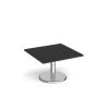 Pisa square coffee table with round chrome base 800mm - Black - PCS800-BK