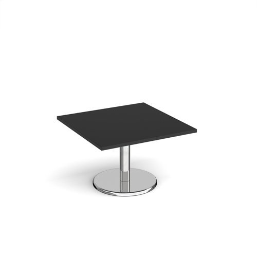 Pisa square coffee table with round chrome base 800mm - Black - PCS800-BK