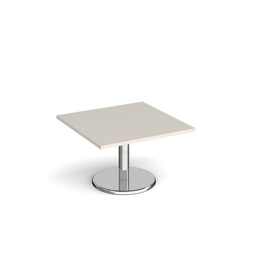 Pisa square coffee table with round chrome base 800mm - Light Grey - PCS800-LG