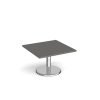 Pisa square coffee table with round chrome base 800mm - Onyx Grey - PCS800-OG