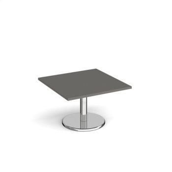 Pisa square coffee table with round chrome base 800mm - Onyx Grey - PCS800-OG