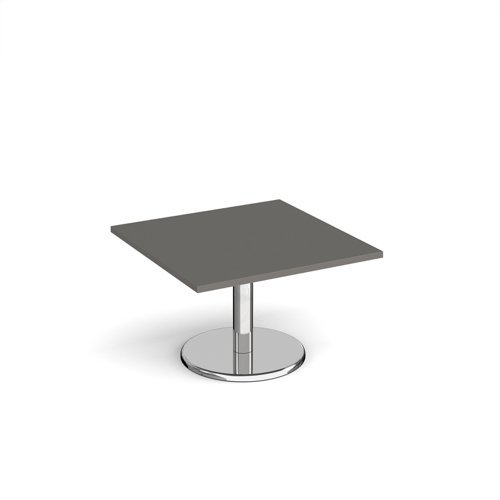 Pisa square coffee table with round chrome base 800mm - Onyx Grey - PCS800-OG