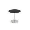 Pisa circular dining table with round chrome base 800mm - Black - PDC800-BK