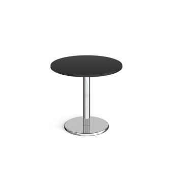 Pisa circular dining table with round chrome base 800mm - Black - PDC800-BK