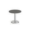 Pisa circular dining table with round chrome base 800mm - Onyx Grey - PDC800-OG