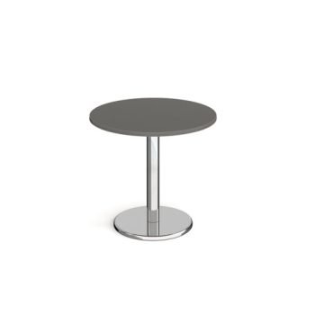 Pisa circular dining table with round chrome base 800mm - Onyx Grey - PDC800-OG