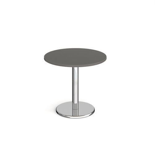 Pisa circular dining table with round chrome base 800mm - Onyx Grey - PDC800-OG