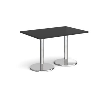 Pisa rectangular dining table with round chrome bases 1200mm x 800mm - Black - PDR1200-BK