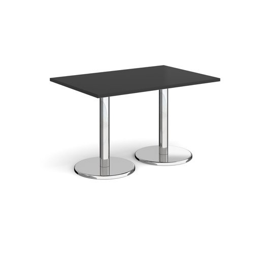 Pisa rectangular dining table with round chrome bases 1200mm x 800mm - Black - PDR1200-BK