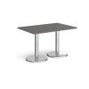 Pisa rectangular dining table with round chrome bases 1200mm x 800mm - Onyx Grey - PDR1200-OG