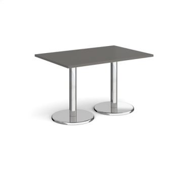 Pisa rectangular dining table with round chrome bases 1200mm x 800mm - Onyx Grey - PDR1200-OG