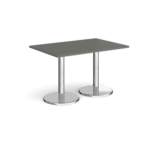 Pisa rectangular dining table with round chrome bases 1200mm x 800mm - Onyx Grey - PDR1200-OG
