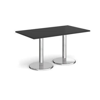 Pisa rectangular dining table with round chrome bases 1400mm x 800mm - Black - PDR1400-BK