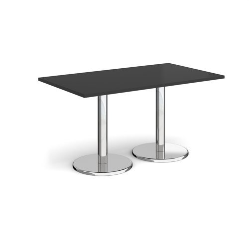 Pisa rectangular dining table with round chrome bases 1400mm x 800mm - Black - PDR1400-BK