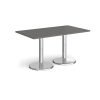 Pisa rectangular dining table with round chrome bases 1400mm x 800mm - Onyx Grey - PDR1400-OG