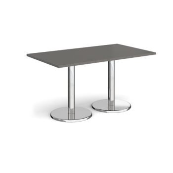 Pisa rectangular dining table with round chrome bases 1400mm x 800mm - Onyx Grey - PDR1400-OG
