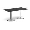 Pisa rectangular dining table with round chrome bases 1600mm x 800mm - Black - PDR1600-BK
