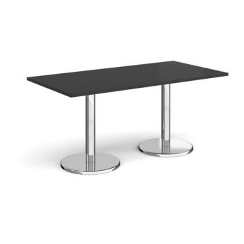 Pisa rectangular dining table with round chrome bases 1600mm x 800mm - Black - PDR1600-BK