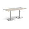 Pisa rectangular dining table with round chrome bases 1600mm x 800mm - Light Grey - PDR1600-LG