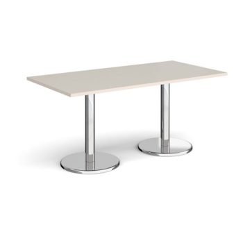 Pisa rectangular dining table with round chrome bases 1600mm x 800mm - Light Grey - PDR1600-LG