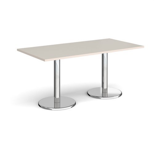 Pisa rectangular dining table with round chrome bases 1600mm x 800mm - Light Grey - PDR1600-LG