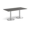 Pisa rectangular dining table with round chrome bases 1600mm x 800mm - Onyx Grey - PDR1600-OG