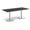 Pisa rectangular dining table with round chrome bases 1800mm x 800mm - Black - PDR1800-BK