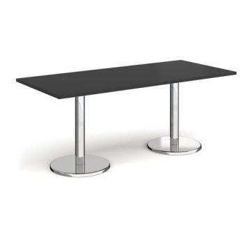 Pisa rectangular dining table with round chrome bases 1800mm x 800mm - Black - PDR1800-BK