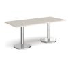 Pisa rectangular dining table with round chrome bases 1800mm x 800mm - Light Grey - PDR1800-LG