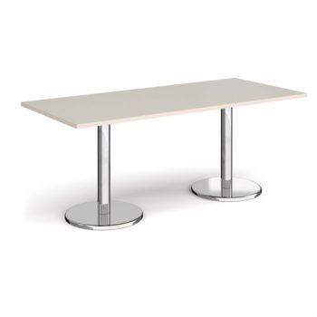 Pisa rectangular dining table with round chrome bases 1800mm x 800mm - Light Grey - PDR1800-LG