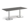 Pisa rectangular dining table with round chrome bases 1800mm x 800mm - Onyx Grey - PDR1800-OG