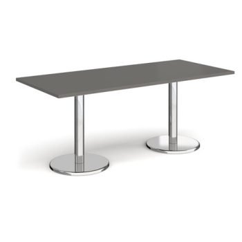 Pisa rectangular dining table with round chrome bases 1800mm x 800mm - Onyx Grey - PDR1800-OG