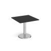 Pisa square dining table with round chrome base 800mm - Black - PDS800-BK