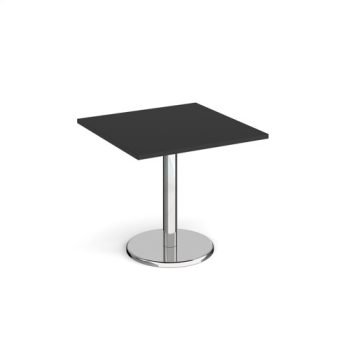 Pisa square dining table with round chrome base 800mm - Black - PDS800-BK