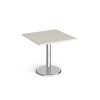 Pisa square dining table with round chrome base 800mm - Light Grey - PDS800-LG