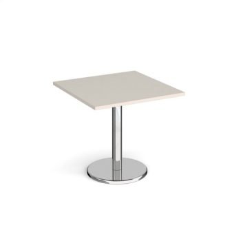 Pisa square dining table with round chrome base 800mm - Light Grey - PDS800-LG