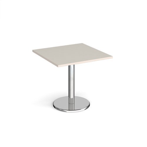 Pisa square dining table with round chrome base 800mm - Light Grey - PDS800-LG