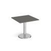 Pisa square dining table with round chrome base 800mm - Onyx Grey - PDS800-OG