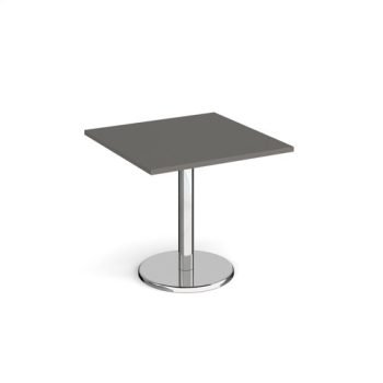 Pisa square dining table with round chrome base 800mm - Onyx Grey - PDS800-OG