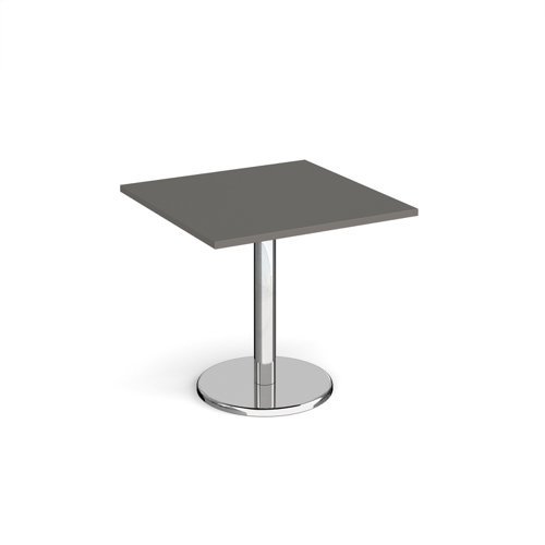 Pisa square dining table with round chrome base 800mm - Onyx Grey - PDS800-OG