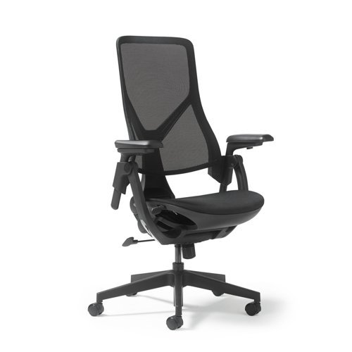 Pivot high back task chair with black mesh seat and back adjustable arms - PIV300MT1-K
