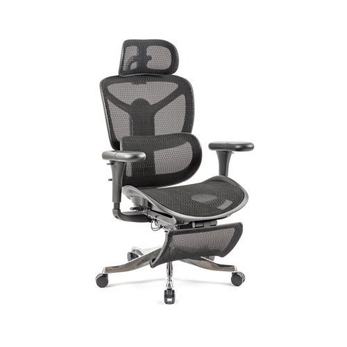 Poise mesh executive chair with headrest footrest & adjustable arms - POI300K2-K