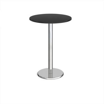 Pisa circular poseur table with round chrome base 800mm - Black - PPC800-BK