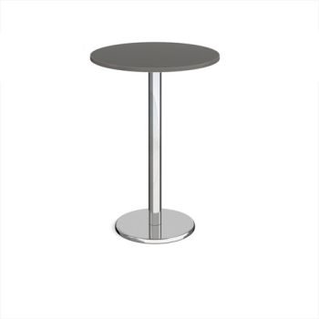 Pisa circular poseur table with round chrome base 800mm - Onyx Grey - PPC800-OG