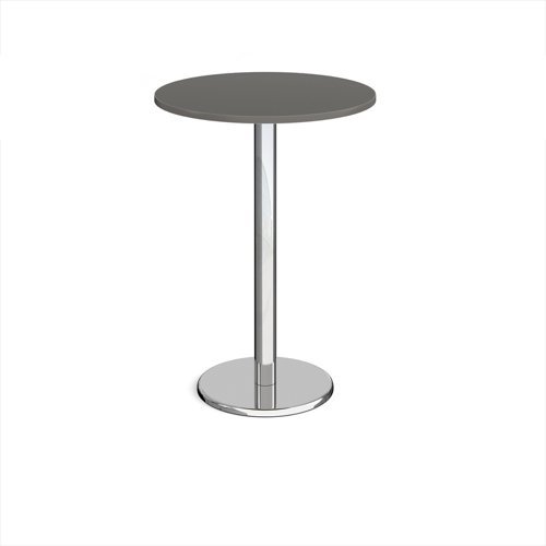 Pisa circular poseur table with round chrome base 800mm - Onyx Grey - PPC800-OG