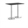 Pisa rectangular poseur table with round chrome bases 1200mm x 800mm - Black - PPR1200-BK