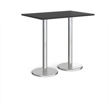 Pisa rectangular poseur table with round chrome bases 1200mm x 800mm - Black - PPR1200-BK