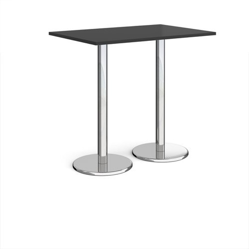 Pisa rectangular poseur table with round chrome bases 1200mm x 800mm - Black - PPR1200-BK