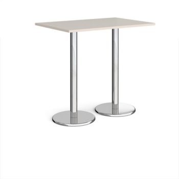 Pisa rectangular poseur table with round chrome bases 1200mm x 800mm - Light Grey - PPR1200-LG