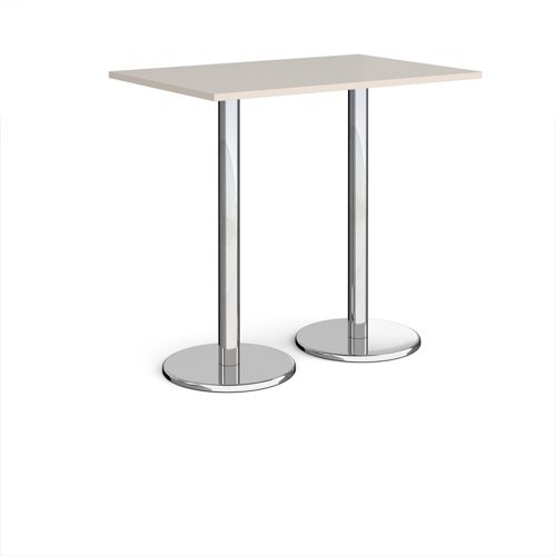 Pisa rectangular poseur table with round chrome bases 1200mm x 800mm - Light Grey - PPR1200-LG